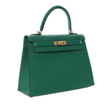 Epsom Kelly II Sellier 25 Green - Lab Luxury Resale