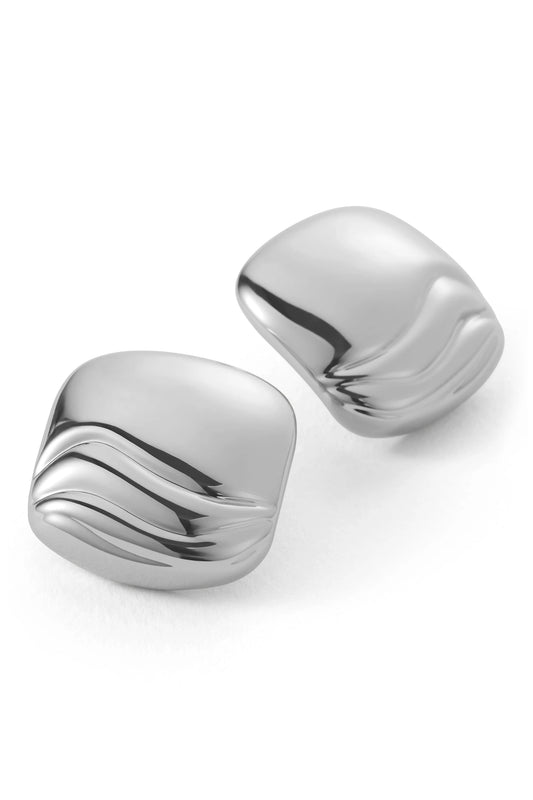 Jenny Bird Rue Statement Button Earrings Silver NEW