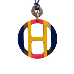 Buffalo Horn H Equipe Pendant Necklace Blue - Lab Luxury Resale