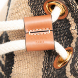 Small Triomphe Raffia Drawstring Bucket Bag Brown - Lab Luxury Resale
