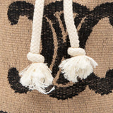 Small Triomphe Raffia Drawstring Bucket Bag Brown - Lab Luxury Resale