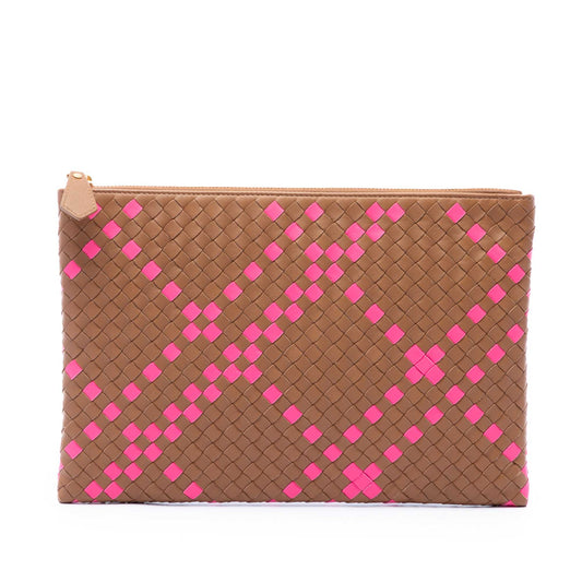 Bicolor Nappa Intrecciato Clutch Brown - Lab Luxury Resale
