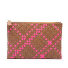 Bicolor Nappa Intrecciato Clutch Brown - Lab Luxury Resale
