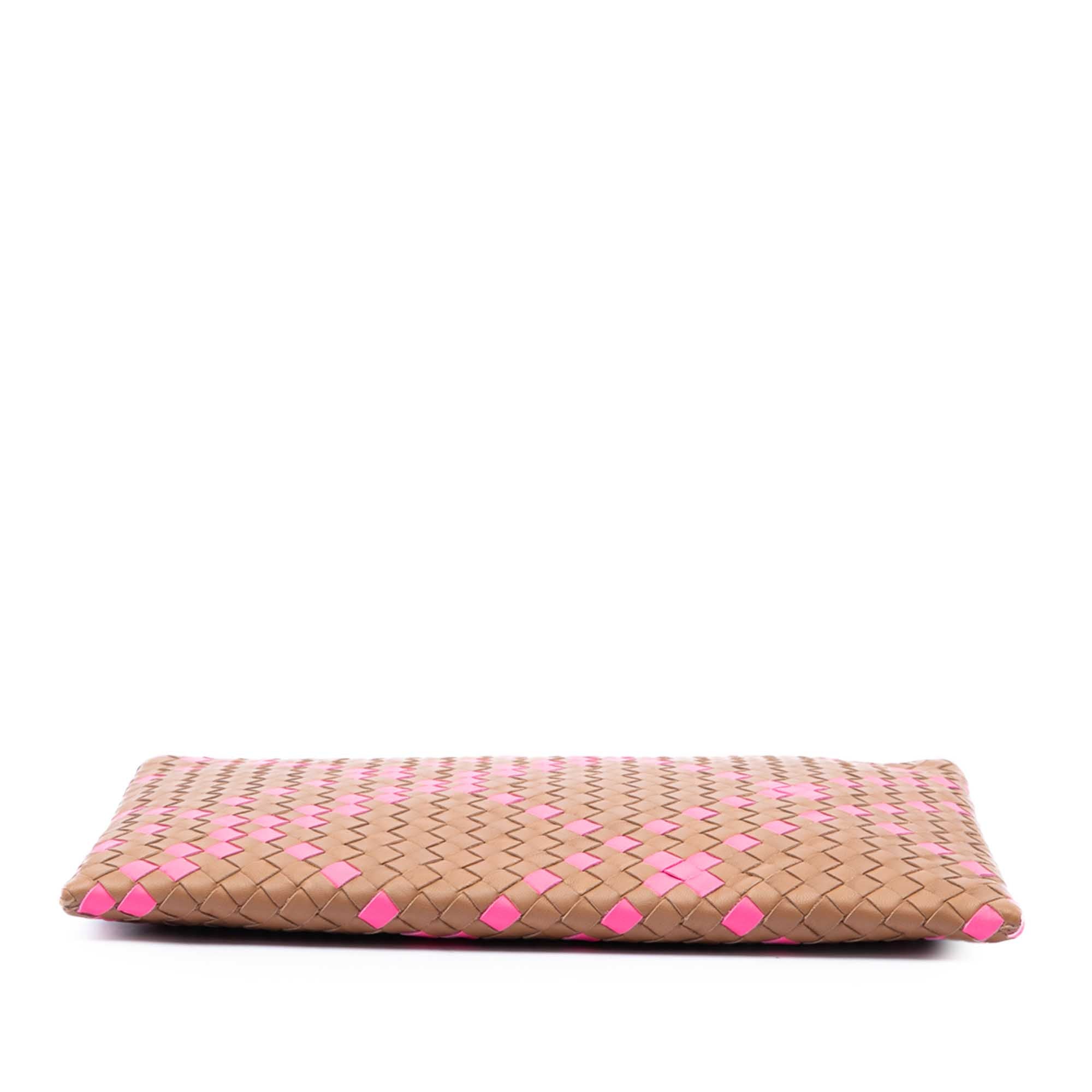 Bicolor Nappa Intrecciato Clutch Brown - Lab Luxury Resale