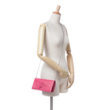 Anagram Nappa Bow Tie Clutch with Chain Pink - Lab Luxury Resale