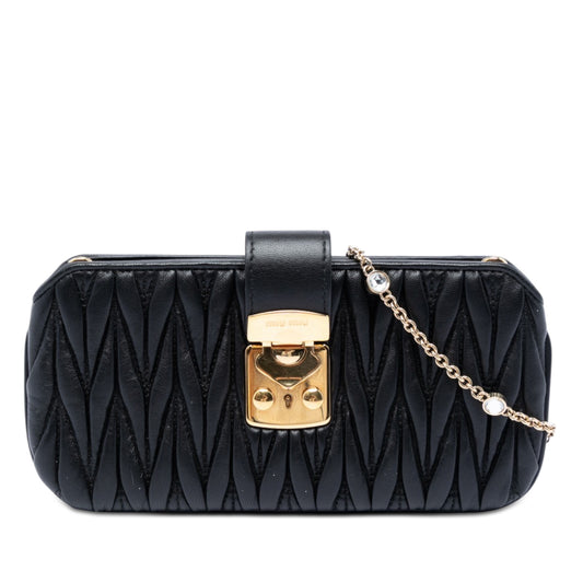Matelasse Nappa Crystal Clutch on Chain Black - Lab Luxury Resale