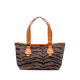 Zebra Print Canvas Handbag Brown - Lab Luxury Resale