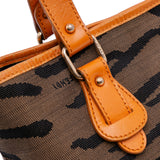 Zebra Print Canvas Handbag Brown - Lab Luxury Resale