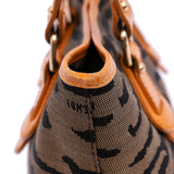 Zebra Print Canvas Handbag Brown - Lab Luxury Resale