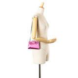 Miu Miu Satin Clasp Clutch on Strap Pink