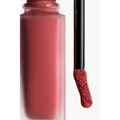 Chanel Rouge Allure Liquid Velvet beauty lip gloss in various shades, shown in a sleek black tube with shade indicator