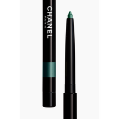 Chanel Stylo Yeux Waterproof Longwear Eyeliner and Kohl Pencil in various shades, close-up of the sleek black pencil with shade swatch.