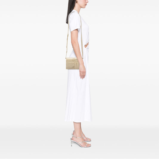 Mini Calfskin Intrecciato Pleated Cassette Crossbody Beige - Lab Luxury Resale