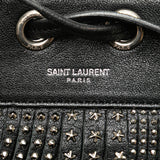 Small Studded Calfskin Emmanuelle Fringe Bucket Bag Black - Lab Luxury Resale