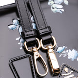 Mini Brushed Leather Floral Print Galleria Double Zip Satchel Black - Lab Luxury Resale