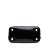 Mini Brushed Leather Floral Print Galleria Double Zip Satchel Black - Lab Luxury Resale