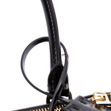 Mini Brushed Leather Floral Print Galleria Double Zip Satchel Black - Lab Luxury Resale