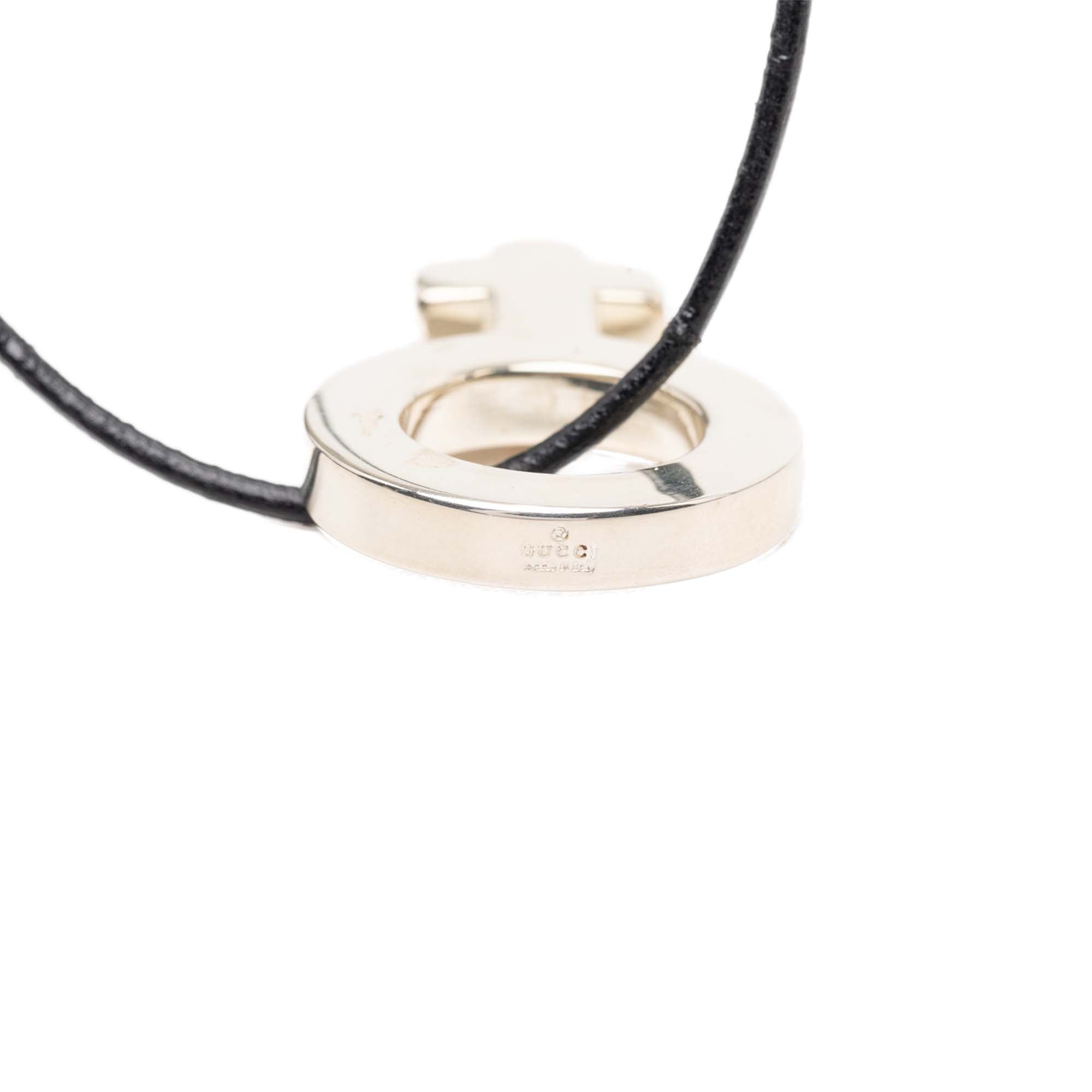 Leather and Sterling Silver Venus Symbol Pendant Necklace Black - Lab Luxury Resale