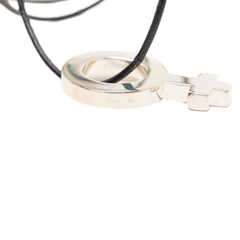 Leather and Sterling Silver Venus Symbol Pendant Necklace Black - Lab Luxury Resale
