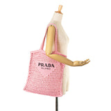 Crochet Raffia Logo Tote Pink - Lab Luxury Resale