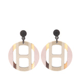 Buffalo Horn H Equipe Push Backs Earrings Brown - Lab Luxury Resale