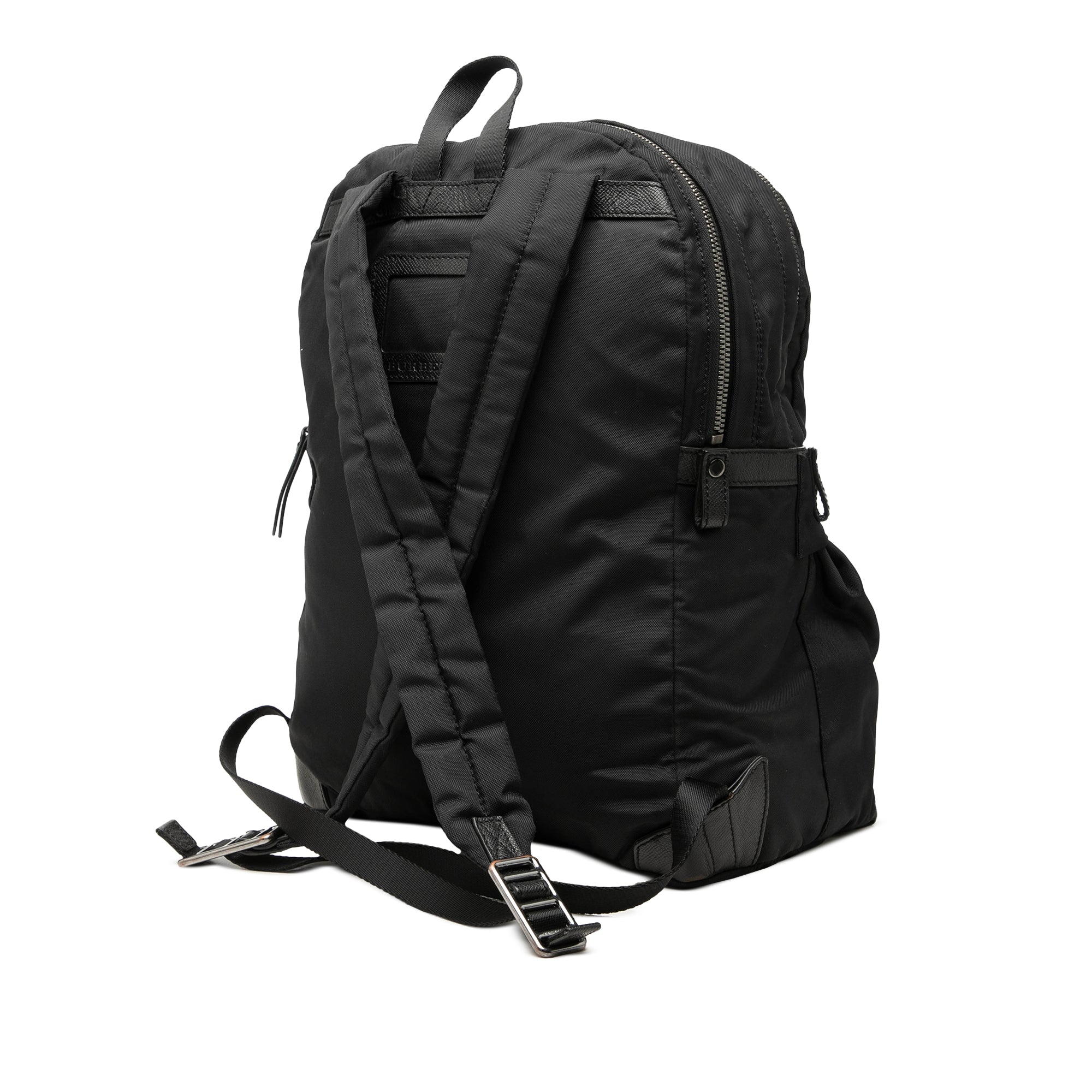 Leather Trimmed Nylon Backpack Black - Lab Luxury Resale