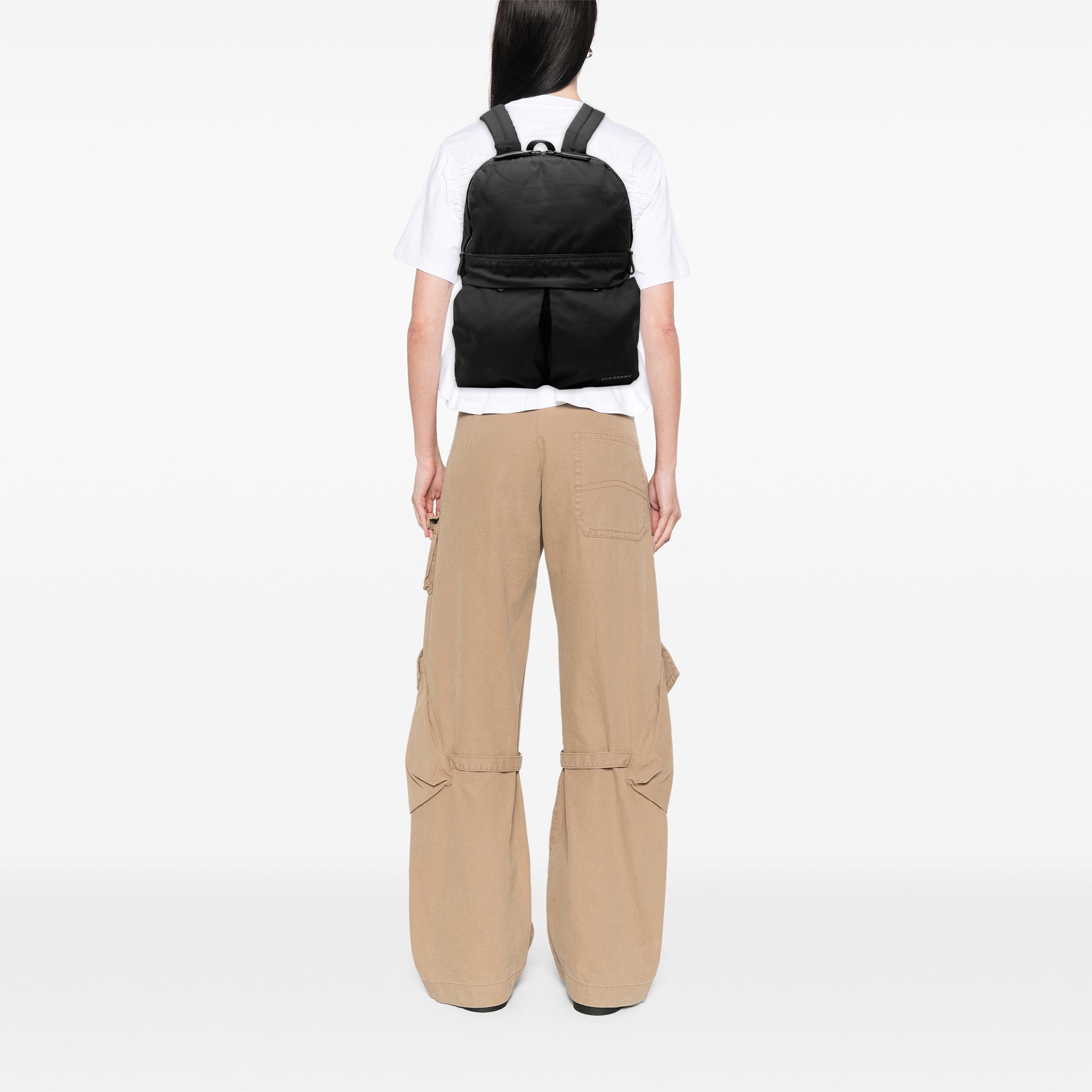 Leather Trimmed Nylon Backpack Black - Lab Luxury Resale