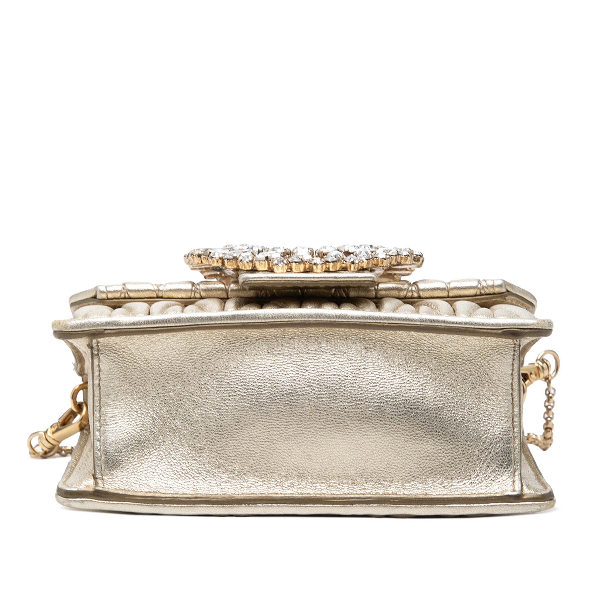 Mini Matelasse Metallic Nappa Crystal Embellished Crossbody Gold - Lab Luxury Resale