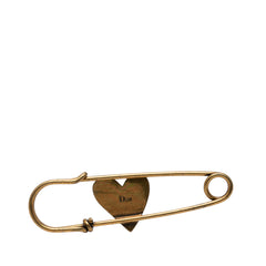 Gold Plated Enamel Heart Safety Pin Brooch Gold - Lab Luxury Resale