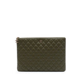 Large Quilted Lambskin Cuba La Habana O Case Clutch Green - Lab Luxury Resale