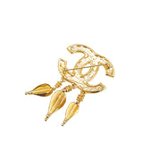 CC Gold Plated Fretwork Fringe Brooch Gold - Lab Luxury Resale