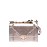 Small Metallic Grained Calfskin Diorama Flap Gold - Lab Luxury Resale