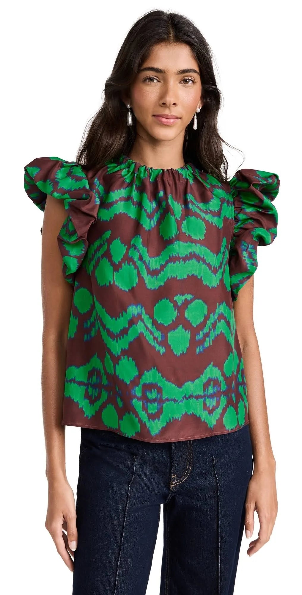Ulla Johnson Iren silk blouse in a soft, flowing fabric with a relaxed fit and elegant design, featuring subtle detailing.