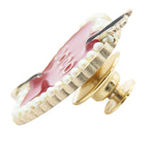 Gold Plated Enamel Faux Pearl Coco Heart and Arrow Brooch Red - Lab Luxury Resale