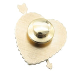 Gold Plated Enamel Faux Pearl Coco Heart and Arrow Brooch Red - Lab Luxury Resale