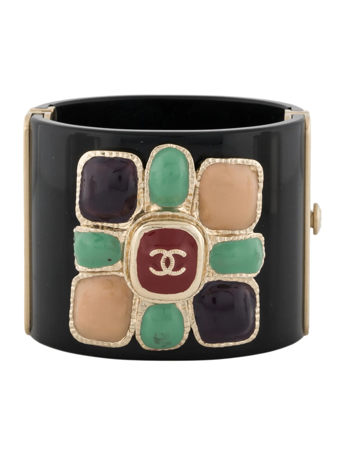 Pre-Owned Chanel Vintage Black Gripoix Maltese Cross Cuff bracelet