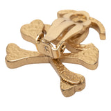 Gold Plated CC Lacquered Crossbones Clip On Earrings Gold - Lab Luxury Resale