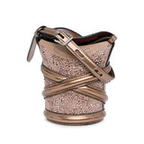 Calfskin Crystal Embellished The Curve Bucket Bag Brown - Lab Luxury Resale