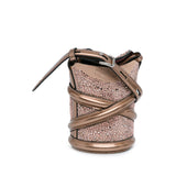 Calfskin Crystal Embellished The Curve Bucket Bag Brown - Lab Luxury Resale