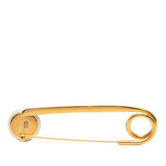 CC Gold Plated Faux Pearl Safety Pin Brooch Gold - Lab Luxury Resale