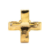 Gold Plated CC Ribbon Cross Brooch Gold - Lab Luxury Resale
