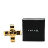Pre-Owned Chanel Gold Plated CC Ribbon Cross Brooch