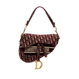 Oblique Velvet Embroidered Saddle Bag Red - Lab Luxury Resale