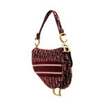 Oblique Velvet Embroidered Saddle Bag Red - Lab Luxury Resale