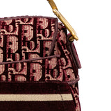 Oblique Velvet Embroidered Saddle Bag Red - Lab Luxury Resale