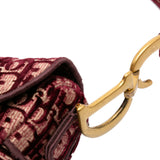 Oblique Velvet Embroidered Saddle Bag Red - Lab Luxury Resale