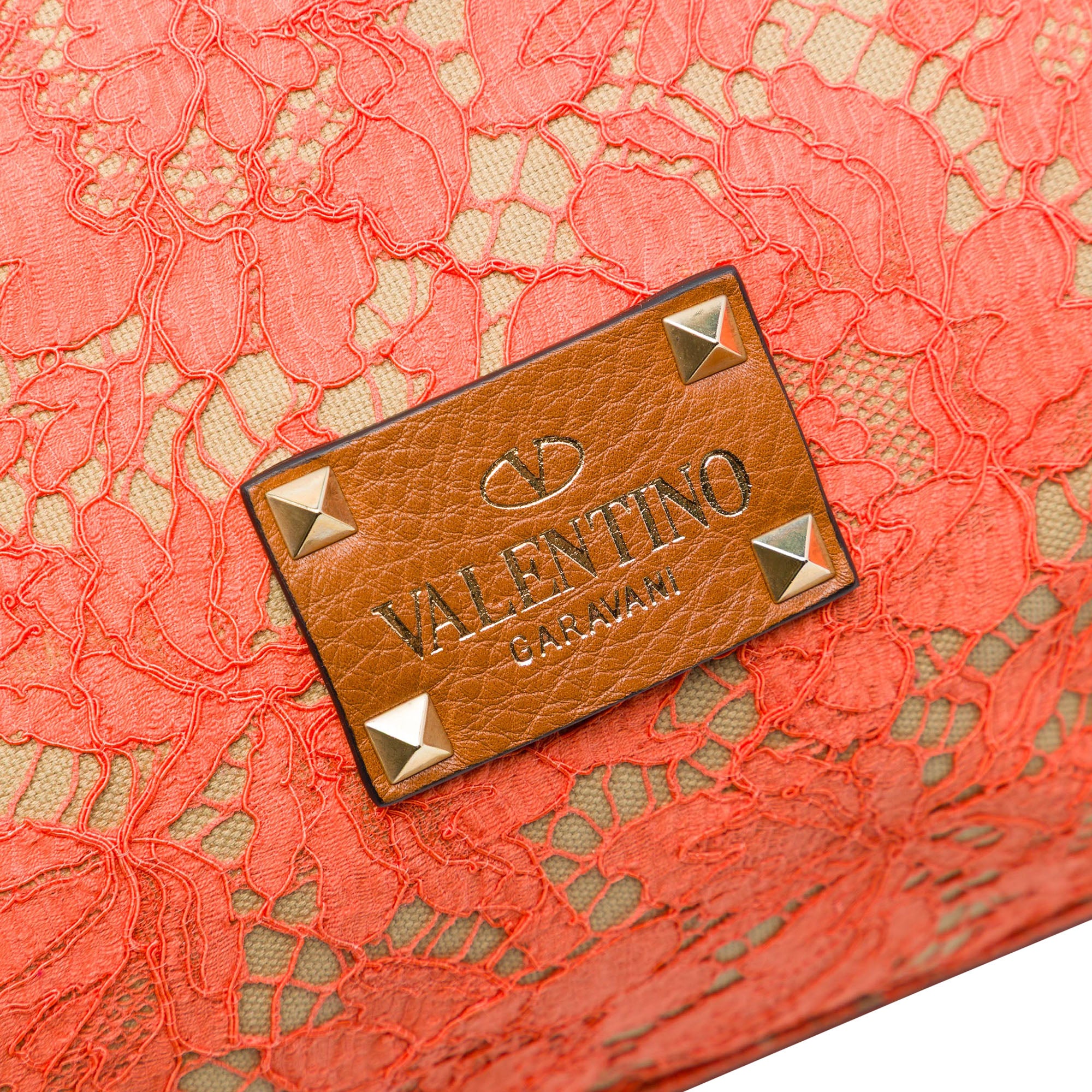 Canvas Rockstud Glam Lace Reversible Tote Orange - Lab Luxury Resale