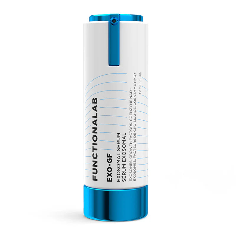 Functionalab EXO-GF Pro-rejuvenating serum in 30ml bottle, featuring a sleek design and clear labeling for skincare benefits.