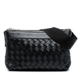 Leather Intrecciato Duo Crossbody Black - Lab Luxury Resale