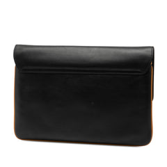 Black Celine leather carriage clutch bag with sleek design and gold-tone hardware, featuring a structured silhouette and minimalist style.